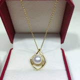 ZHBORUIN Freshwater Pearl Pendant Necklace Vintage Charm Chain Woman Girl Gift
