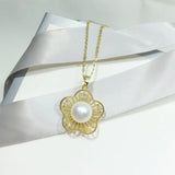 Freshwater Pearl Flower Choker Necklace Pendant For Women Party Jewelry