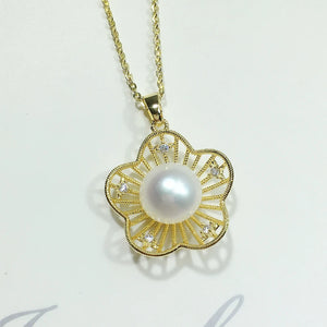 Freshwater Pearl Flower Choker Necklace Pendant For Women Party Jewelry