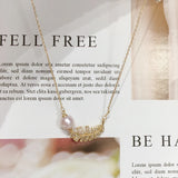 Natural Freshwater Pearl Necklace Feather Pendant Chain