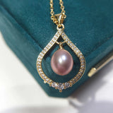 ZHBORUIN Pearl Necklace & Silver 925 Water Drop Choker Pendant