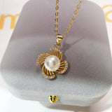 ZHBORUIN Clover Pearl Pendant Freshwater Pearl Necklace Silver Jewelry