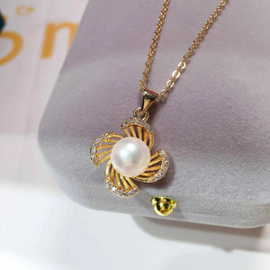 ZHBORUIN Clover Pearl Pendant Freshwater Pearl Necklace Silver Jewelry