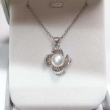 ZHBORUIN Clover Pearl Pendant Freshwater Pearl Necklace Silver Jewelry