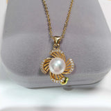 ZHBORUIN Clover Pearl Pendant Freshwater Pearl Necklace Silver Jewelry