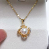 ZHBORUIN Clover Pearl Pendant Freshwater Pearl Necklace Silver Jewelry