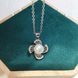 ZHBORUIN Clover Pearl Pendant Freshwater Pearl Necklace Silver Jewelry