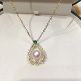 ZHBORUIN 14k Filled Choker Pendant Pearl Necklace Jewelry