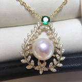 ZHBORUIN 14k Filled Choker Pendant Pearl Necklace Jewelry