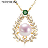 ZHBORUIN 14k Filled Choker Pendant Pearl Necklace Jewelry