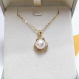 ZHBORUIN Flower Pearl Pendant 925 Silver Choker Necklace