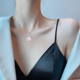 ZHBORUIN Flower Pearl Pendant 925 Silver Choker Necklace