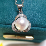 ZHBORUIN Flower Pearl Pendant 925 Silver Choker Necklace