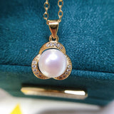 ZHBORUIN Flower Pearl Pendant 925 Silver Choker Necklace
