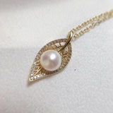 ZHBORUIN Leaf Pearl Necklace Freshwater Pearl 925 Sterling Silver Pendant