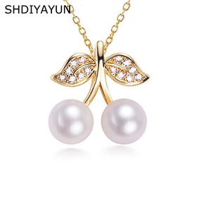 Cherry Pearl Pendant Natural Freshwater Pearl Necklace Silver Jewelry Gift