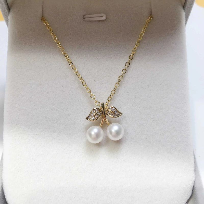 Cherry Pearl Pendant Natural Freshwater Pearl Necklace Silver Jewelry Gift