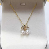 Cherry Pearl Pendant Natural Freshwater Pearl Necklace Silver Jewelry Gift