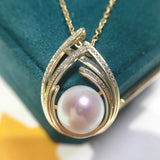 ZHBORUIN Freshwater Pearl Pendant 14K Plated Necklace Women's Jewelry