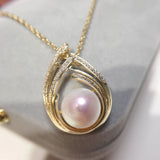 ZHBORUIN Freshwater Pearl Pendant 14K Plated Necklace Women's Jewelry