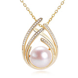 ZHBORUIN Freshwater Pearl Pendant 14K Plated Necklace Women's Jewelry