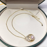 ZHBORUIN Freshwater Pearl Pendant 14K Plated Necklace Women's Jewelry