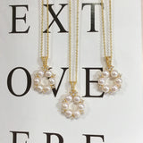 Freshwater Pearl Necklace Mini Pearl Jewelry Wreath Pendant Chain