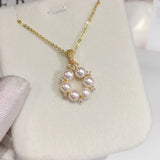 Freshwater Pearl Necklace Mini Pearl Jewelry Wreath Pendant Chain
