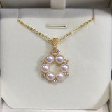 Freshwater Pearl Necklace Mini Pearl Jewelry Wreath Pendant Chain
