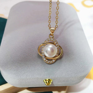 Natural Freshwater Pearl Necklace Silver Jewelry Woman Gift