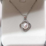 Natural Freshwater Pearl Necklace Silver Jewelry Woman Gift