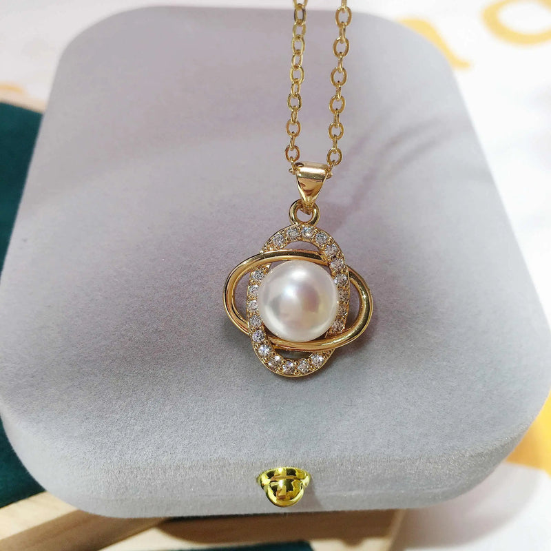 Natural Freshwater Pearl Necklace Silver Jewelry Woman Gift