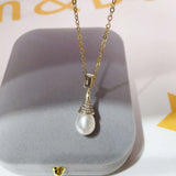ZHBORUIN Water Drop Pearl Pendant Freshwater Pearl Necklace
