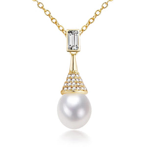 ZHBORUIN Water Drop Pearl Pendant Freshwater Pearl Necklace