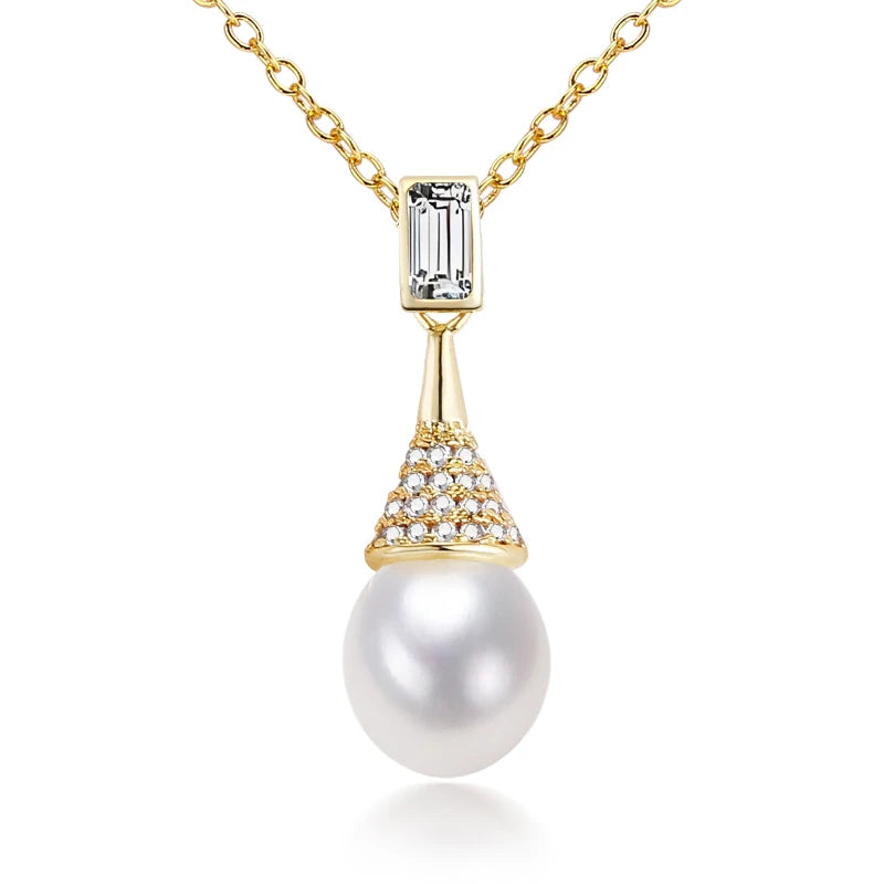 ZHBORUIN Water Drop Pearl Pendant Freshwater Pearl Necklace