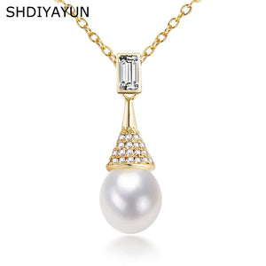 ZHBORUIN Water Drop Pearl Pendant Freshwater Pearl Necklace