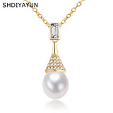 ZHBORUIN Water Drop Pearl Pendant Freshwater Pearl Necklace