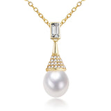 ZHBORUIN Water Drop Pearl Pendant Freshwater Pearl Necklace