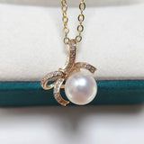 ZHBORUIN Sweet Bow Pearl Pendant Necklace 18K Plating Jewelry