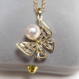 ZHBORUIN Freshwater Pearl Necklace 14K Plated Butterfly Chain