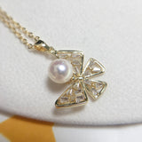 ZHBORUIN Freshwater Pearl Necklace 14K Plated Butterfly Chain