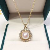 ZHBORUIN Flower Pearl Necklace Real Freshwater Pearl Pendant Jewelry