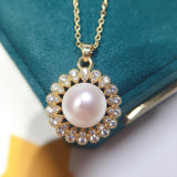 ZHBORUIN Flower Pearl Necklace Real Freshwater Pearl Pendant Jewelry