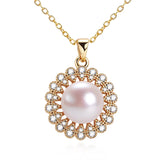 ZHBORUIN Flower Pearl Necklace Real Freshwater Pearl Pendant Jewelry