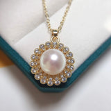 ZHBORUIN Flower Pearl Necklace Real Freshwater Pearl Pendant Jewelry