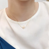 ZHBORUIN V Pearl Pendant Necklace 14K Plating