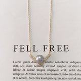 ZHBORUIN V Pearl Pendant Necklace 14K Plating