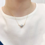 ZHBORUIN V Pearl Pendant Necklace 14K Plating