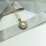 ZHBORUIN Freshwater Pearl Necklace 14k Plating Choker Pendant