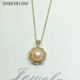 ZHBORUIN Freshwater Pearl Necklace 14k Plating Choker Pendant